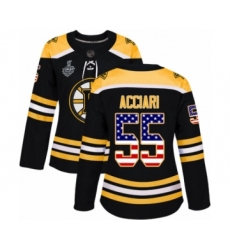 Women's Boston Bruins #55 Noel Acciari Authentic Black USA Flag Fashion 2019 Stanley Cup Final Bound Hockey Jersey