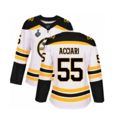 Women's Boston Bruins #55 Noel Acciari Authentic White Away 2019 Stanley Cup Final Bound Hockey Jersey