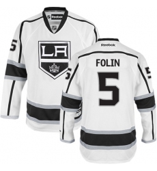 Men's Reebok Los Angeles Kings #5 Christian Folin Authentic White Away NHL Jersey
