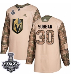 Youth Adidas Vegas Golden Knights #30 Malcolm Subban Authentic Camo Veterans Day Practice 2018 Stanley Cup Final NHL Jersey