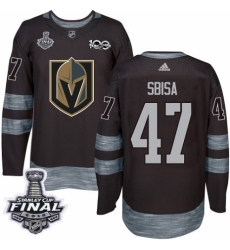 Men's Adidas Vegas Golden Knights #47 Luca Sbisa Authentic Black 1917-2017 100th Anniversary 2018 Stanley Cup Final NHL Jersey