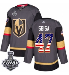 Youth Adidas Vegas Golden Knights #47 Luca Sbisa Authentic Gray USA Flag Fashion 2018 Stanley Cup Final NHL Jersey