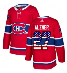 Men's Adidas Montreal Canadiens #27 Karl Alzner Authentic Red USA Flag Fashion NHL Jersey