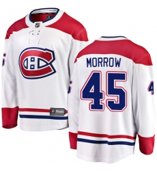 Youth Montreal Canadiens #45 Joe Morrow Authentic White Away Fanatics Branded Breakaway NHL Jersey