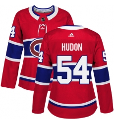 Women's Adidas Montreal Canadiens #54 Charles Hudon Authentic Red Home NHL Jersey