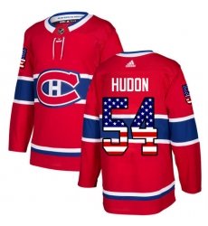 Youth Adidas Montreal Canadiens #54 Charles Hudon Authentic Red USA Flag Fashion NHL Jersey