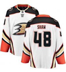 Men's Anaheim Ducks #48 Logan Shaw Fanatics Branded White Away Breakaway NHL Jersey