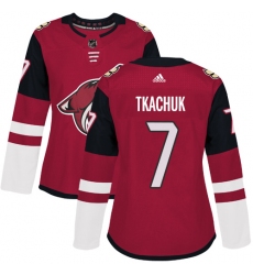 Women's Adidas Arizona Coyotes #7 Keith Tkachuk Premier Burgundy Red Home NHL Jersey