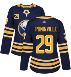 Women's Adidas Buffalo Sabres #29 Jason Pominville Premier Navy Blue Home NHL Jersey