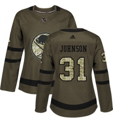 Women's Adidas Buffalo Sabres #31 Chad Johnson Authentic Green Salute to Service NHL Jersey