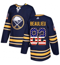Men's Adidas Buffalo Sabres #82 Nathan Beaulieu Authentic Navy Blue USA Flag Fashion NHL Jersey