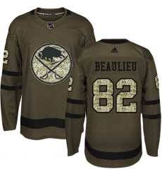 Men's Adidas Buffalo Sabres #82 Nathan Beaulieu Premier Green Salute to Service NHL Jersey