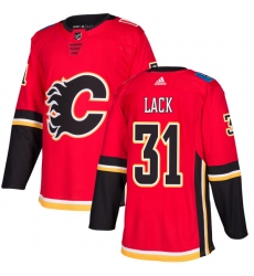 Men's Adidas Calgary Flames #31 Eddie Lack Premier Red Home NHL Jersey