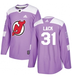 Youth Adidas New Jersey Devils #31 Eddie Lack Authentic Purple Fights Cancer Practice NHL Jersey