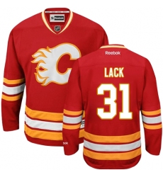 Youth Reebok Calgary Flames #31 Eddie Lack Premier Red Third NHL Jersey