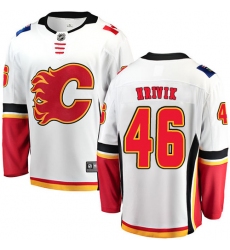 Men's Calgary Flames #46 Marek Hrivik Fanatics Branded White Away Breakaway NHL Jersey