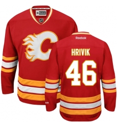 Women's Reebok Calgary Flames #46 Marek Hrivik Premier Red Third NHL Jersey