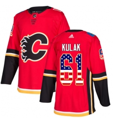 Youth Adidas Calgary Flames #61 Brett Kulak Authentic Red USA Flag Fashion NHL Jersey