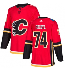 Youth Adidas Calgary Flames #74 Daniel Pribyl Premier Red Home NHL Jersey