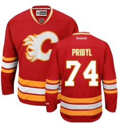 Youth Reebok Calgary Flames #74 Daniel Pribyl Authentic Red Third NHL Jersey