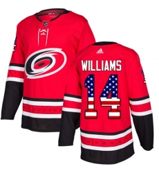 Youth Adidas Carolina Hurricanes #14 Justin Williams Authentic Red USA Flag Fashion NHL Jersey