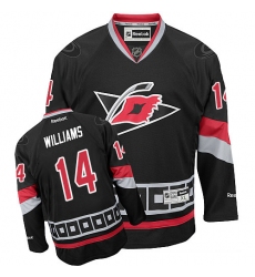 Youth Reebok Carolina Hurricanes #14 Justin Williams Authentic Black Third NHL Jersey
