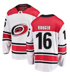 Youth Carolina Hurricanes #16 Marcus Kruger Fanatics Branded White Away Breakaway NHL Jersey