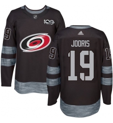 Men's Adidas Carolina Hurricanes #19 Josh Jooris Premier Black 1917-2017 100th Anniversary NHL Jersey