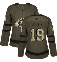 Women's Adidas Carolina Hurricanes #19 Josh Jooris Authentic Green Salute to Service NHL Jersey