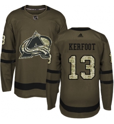 Youth Adidas Colorado Avalanche #13 Alexander Kerfoot Premier Green Salute to Service NHL Jersey