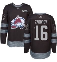 Men's Adidas Colorado Avalanche #16 Nikita Zadorov Premier Black 1917-2017 100th Anniversary NHL Jersey