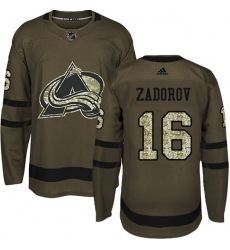 Youth Adidas Colorado Avalanche #16 Nikita Zadorov Premier Green Salute to Service NHL Jersey