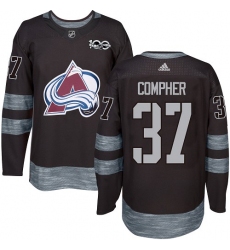 Men's Adidas Colorado Avalanche #37 J.T. Compher Premier Black 1917-2017 100th Anniversary NHL Jersey