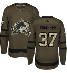 Men's Adidas Colorado Avalanche #37 J.T. Compher Premier Green Salute to Service NHL Jersey