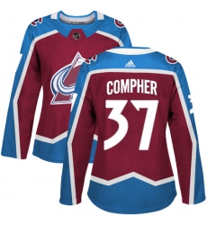Women's Adidas Colorado Avalanche #37 J.T. Compher Premier Burgundy Red Home NHL Jersey