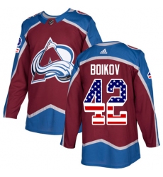 Men's Adidas Colorado Avalanche #42 Sergei Boikov Authentic Burgundy Red USA Flag Fashion NHL Jersey