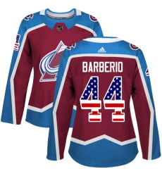 Women's Adidas Colorado Avalanche #44 Mark Barberio Authentic Burgundy Red USA Flag Fashion NHL Jersey