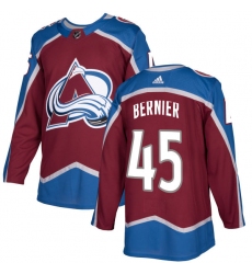 Men's Adidas Colorado Avalanche #45 Jonathan Bernier Authentic Burgundy Red Home NHL Jersey