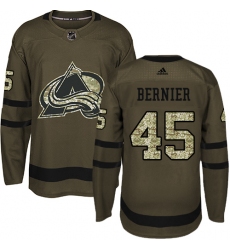 Men's Adidas Colorado Avalanche #45 Jonathan Bernier Authentic Green Salute to Service NHL Jersey