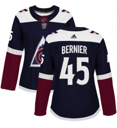 Women's Adidas Colorado Avalanche #45 Jonathan Bernier Authentic Navy Blue Alternate NHL Jersey