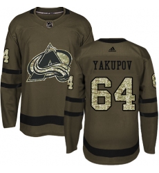 Men's Adidas Colorado Avalanche #64 Nail Yakupov Premier Green Salute to Service NHL Jersey