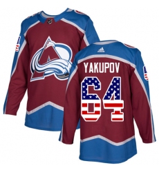 Youth Adidas Colorado Avalanche #64 Nail Yakupov Authentic Burgundy Red USA Flag Fashion NHL Jersey