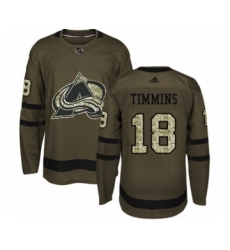 Youth Adidas Colorado Avalanche #18 Conor Timmins Premier Green Salute to Service NHL Jersey