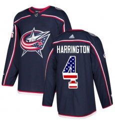 Men's Adidas Columbus Blue Jackets #4 Scott Harrington Authentic Navy Blue USA Flag Fashion NHL Jersey