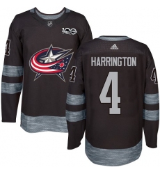 Men's Adidas Columbus Blue Jackets #4 Scott Harrington Premier Black 1917-2017 100th Anniversary NHL Jersey