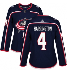 Women's Adidas Columbus Blue Jackets #4 Scott Harrington Premier Navy Blue Home NHL Jersey
