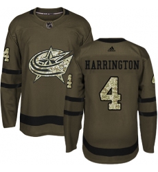 Youth Adidas Columbus Blue Jackets #4 Scott Harrington Premier Green Salute to Service NHL Jersey