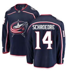 Men's Columbus Blue Jackets #14 Jordan Schroeder Fanatics Branded Navy Blue Home Breakaway NHL Jersey