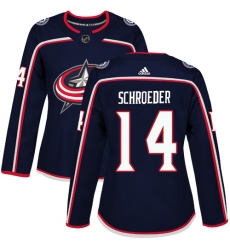 Women's Adidas Columbus Blue Jackets #14 Jordan Schroeder Premier Navy Blue Home NHL Jersey