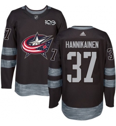 Men's Adidas Columbus Blue Jackets #37 Markus Hannikainen Premier Black 1917-2017 100th Anniversary NHL Jersey